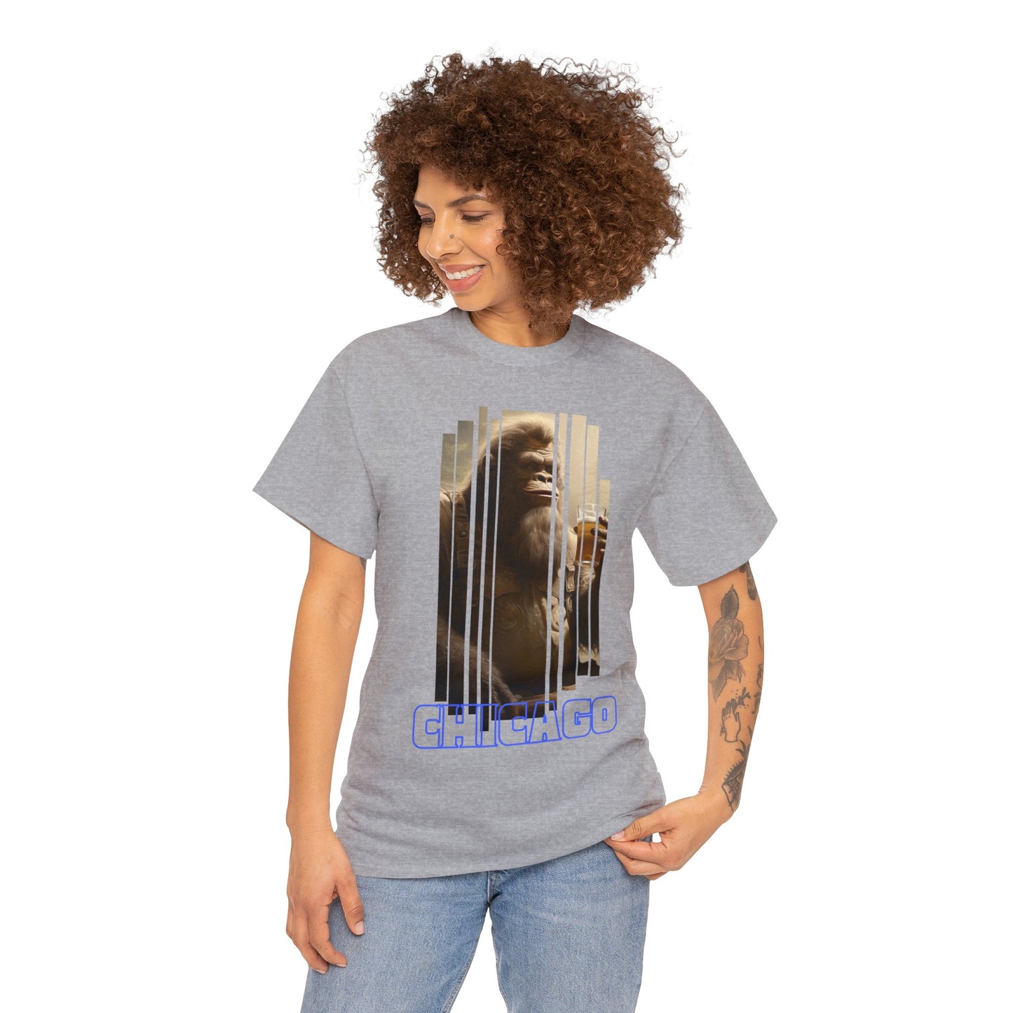 Unisex Heavy Cotton Tee Chicago Ape (two-sided)