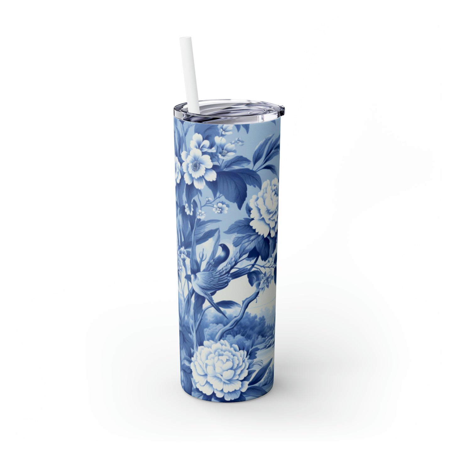 Skinny Tumbler with Straw, 20oz English Blue Chinoiserie #4