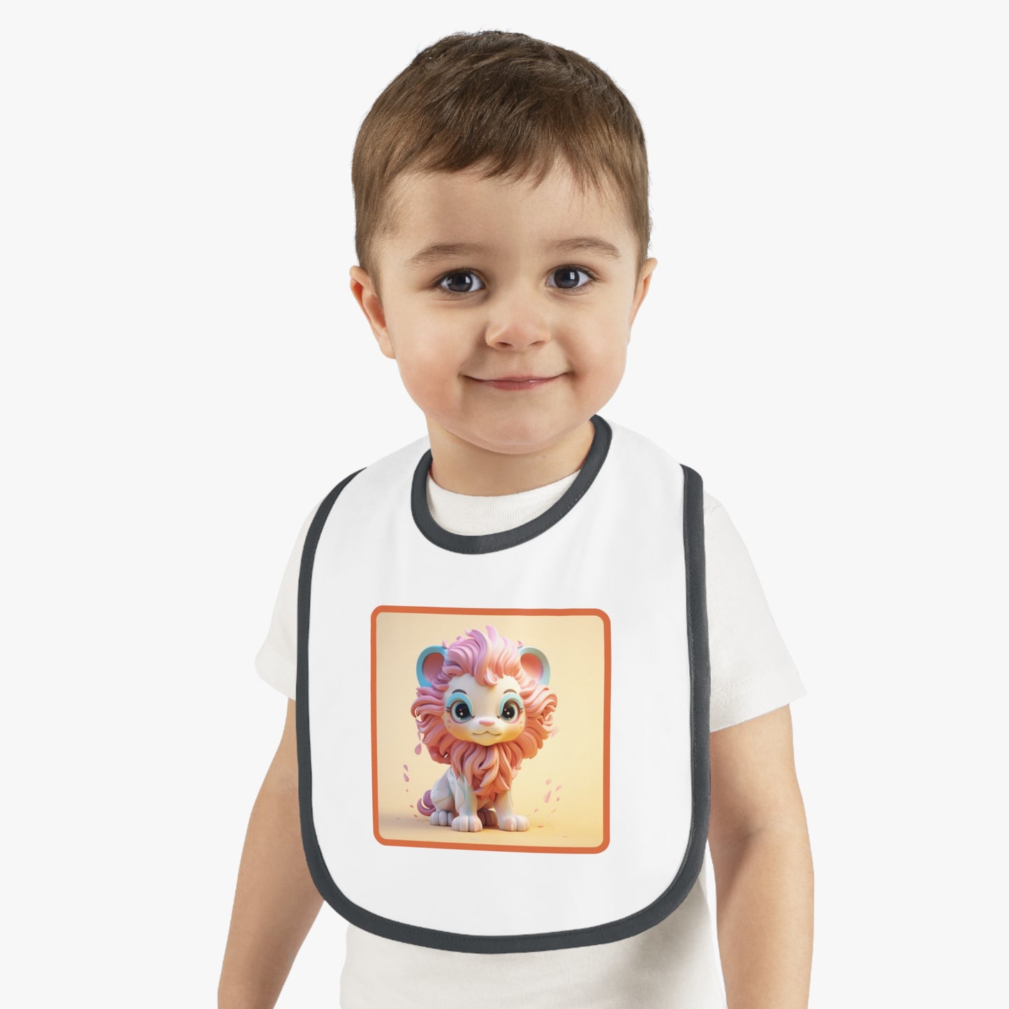 Baby Contrast Trim Jersey Bib Lion 3