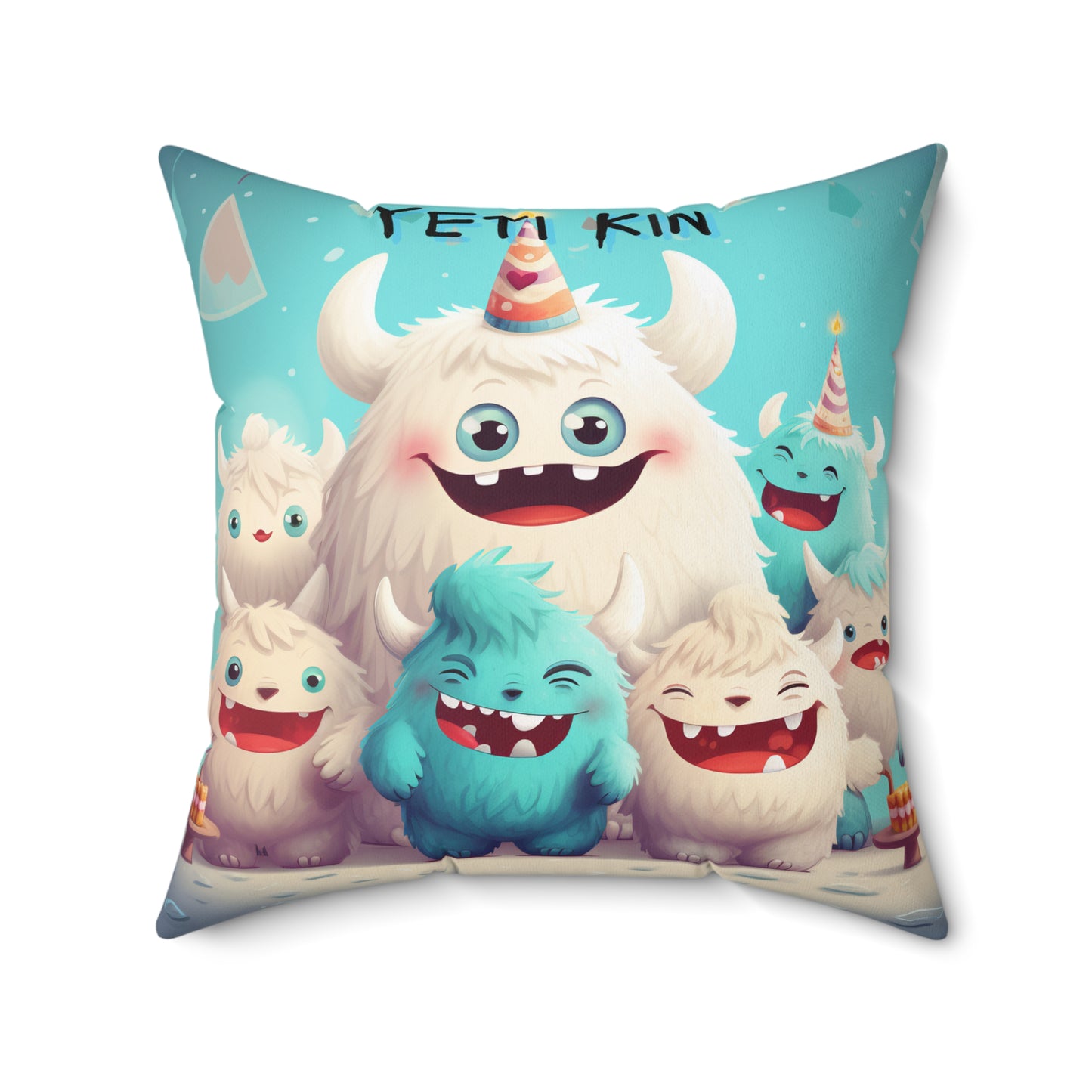 Spun Polyester Square Pillow Rompus... Yeti Kin