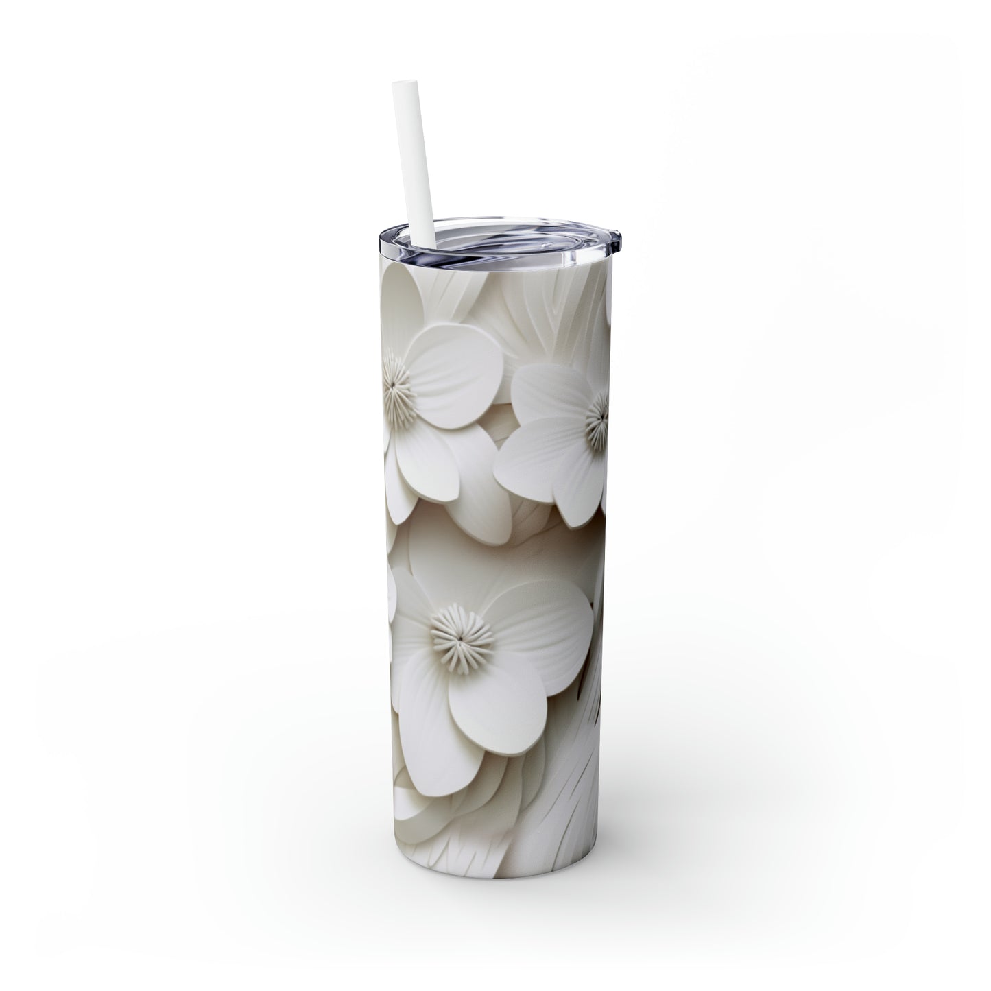 Skinny Tumbler with Straw, 20oz Magnolia