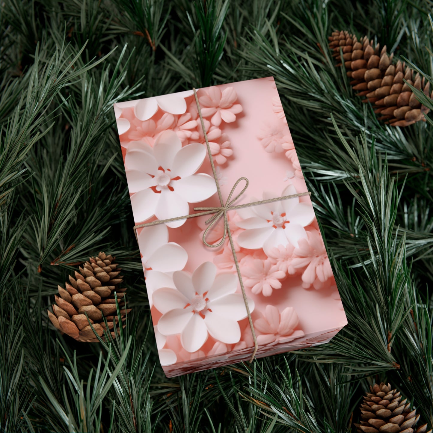 Gift Wrap Papers White and Pink Flowers