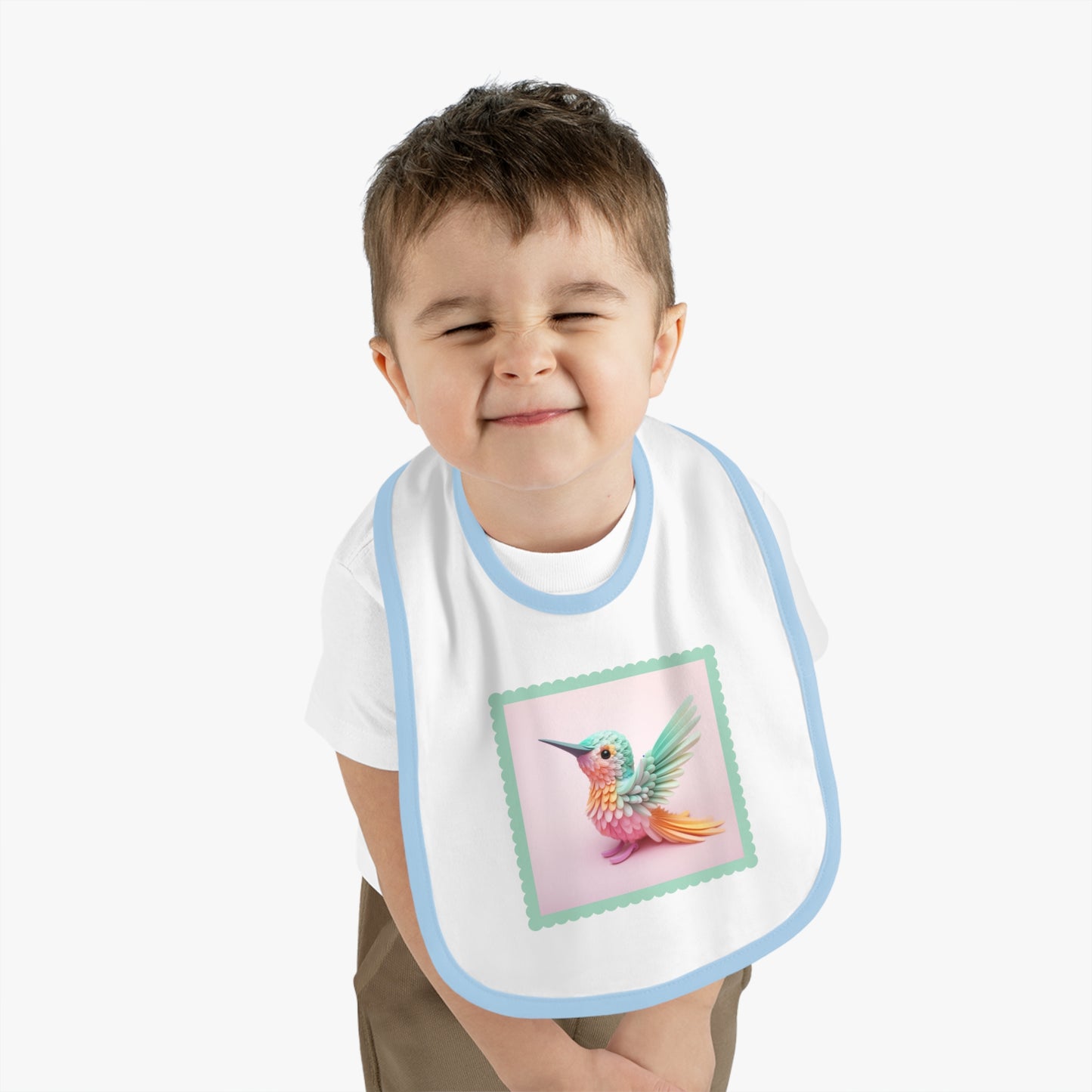 Baby Contrast Trim Jersey Bib Hummingbird 2