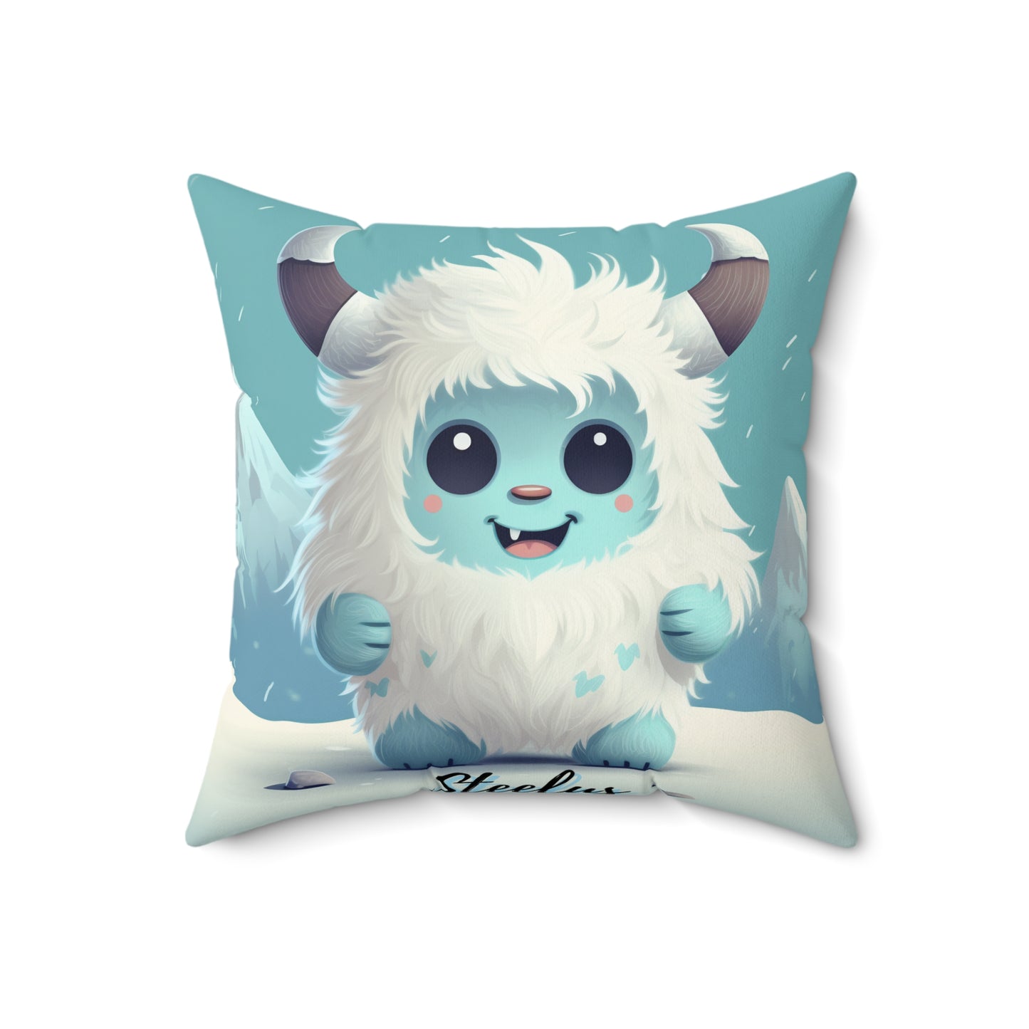 Spun Polyester Square Pillow Steelus... Yeti Kin