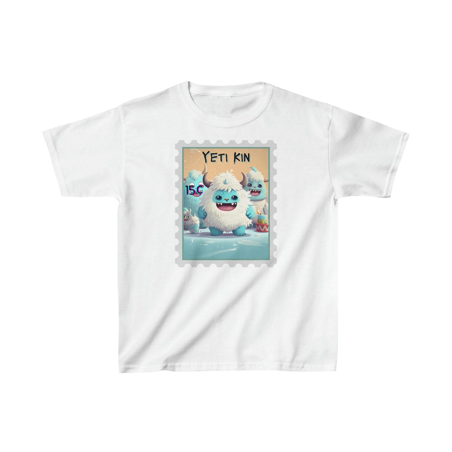 Kids Heavy Cotton™ Tee Yeti Kin Party 5 Postage