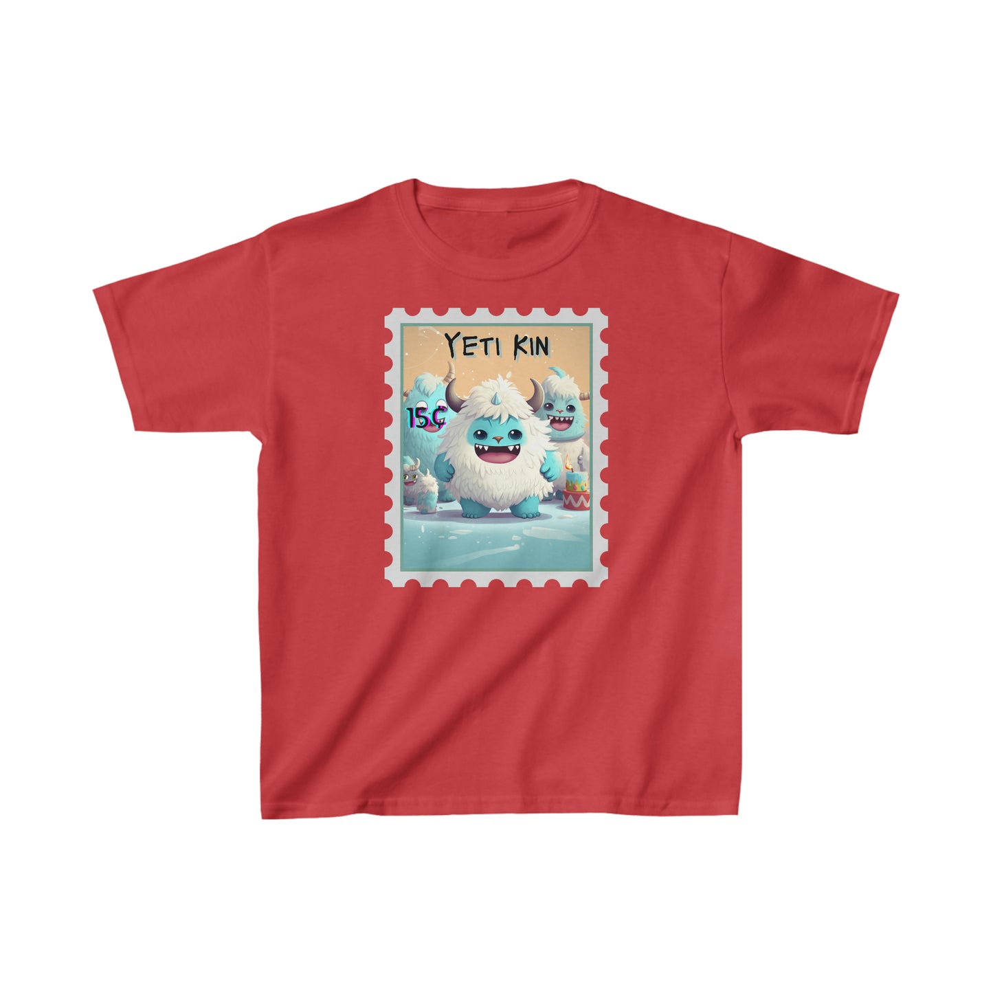 Kids Heavy Cotton™ Tee Yeti Kin Party 5 Postage