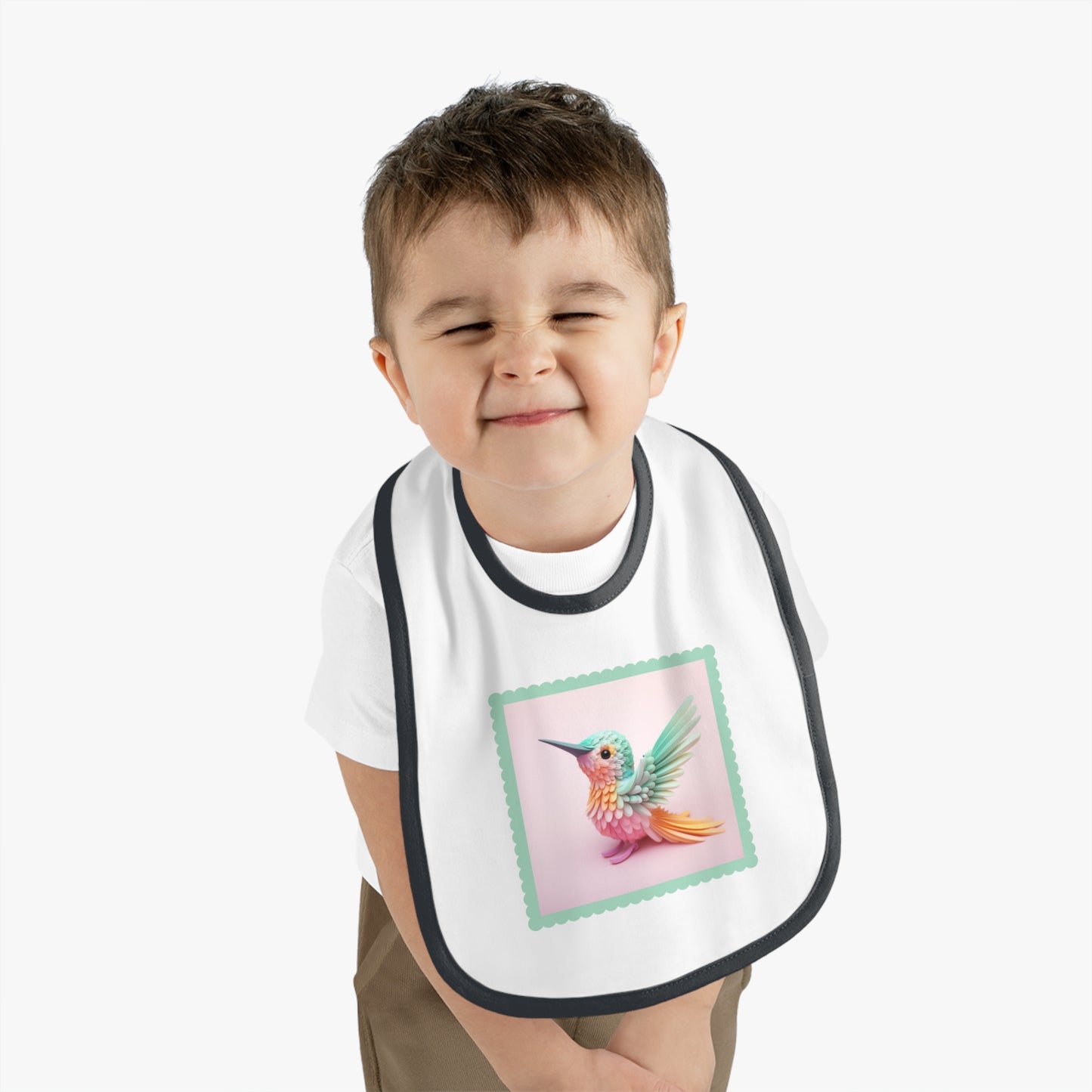 Baby Contrast Trim Jersey Bib Hummingbird 2