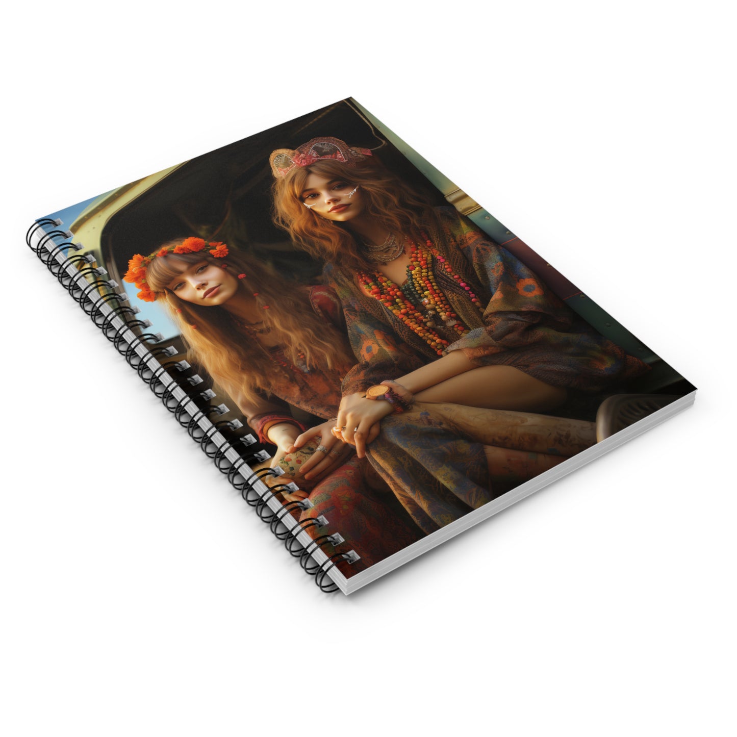 Spiral Notebook - Ruled Line Hippie Girls