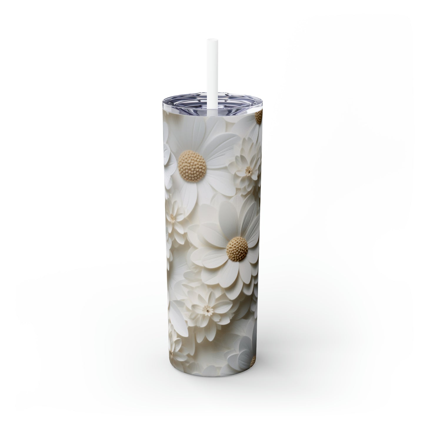 Skinny Tumbler with Straw, 20oz Daisy #2