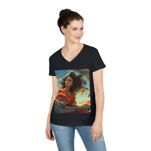 Ladies' V-Neck T-Shirt Cool Fish