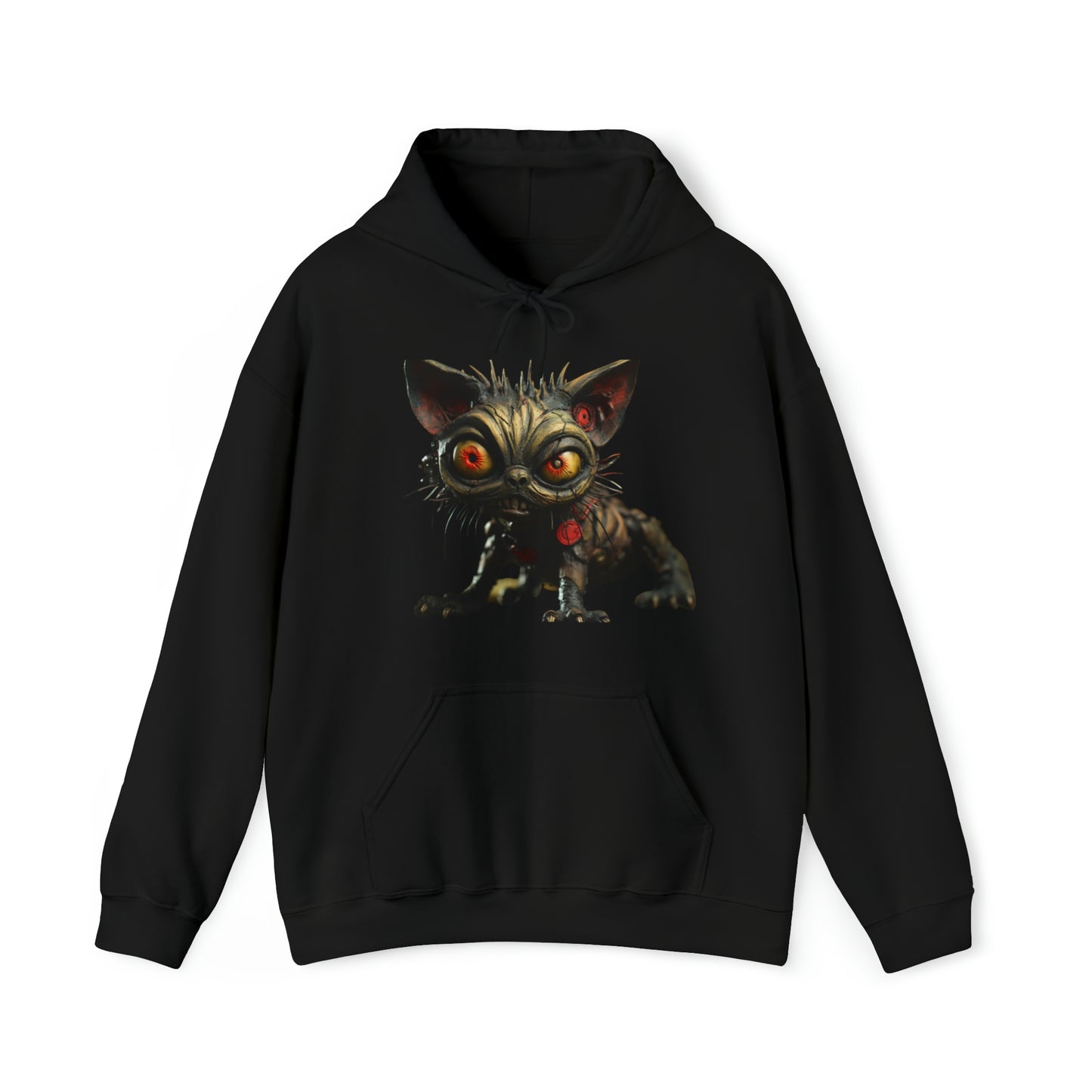 Mens and Womens Spooky Zombie Black Cat Halloween Hoodie Sweatshirt