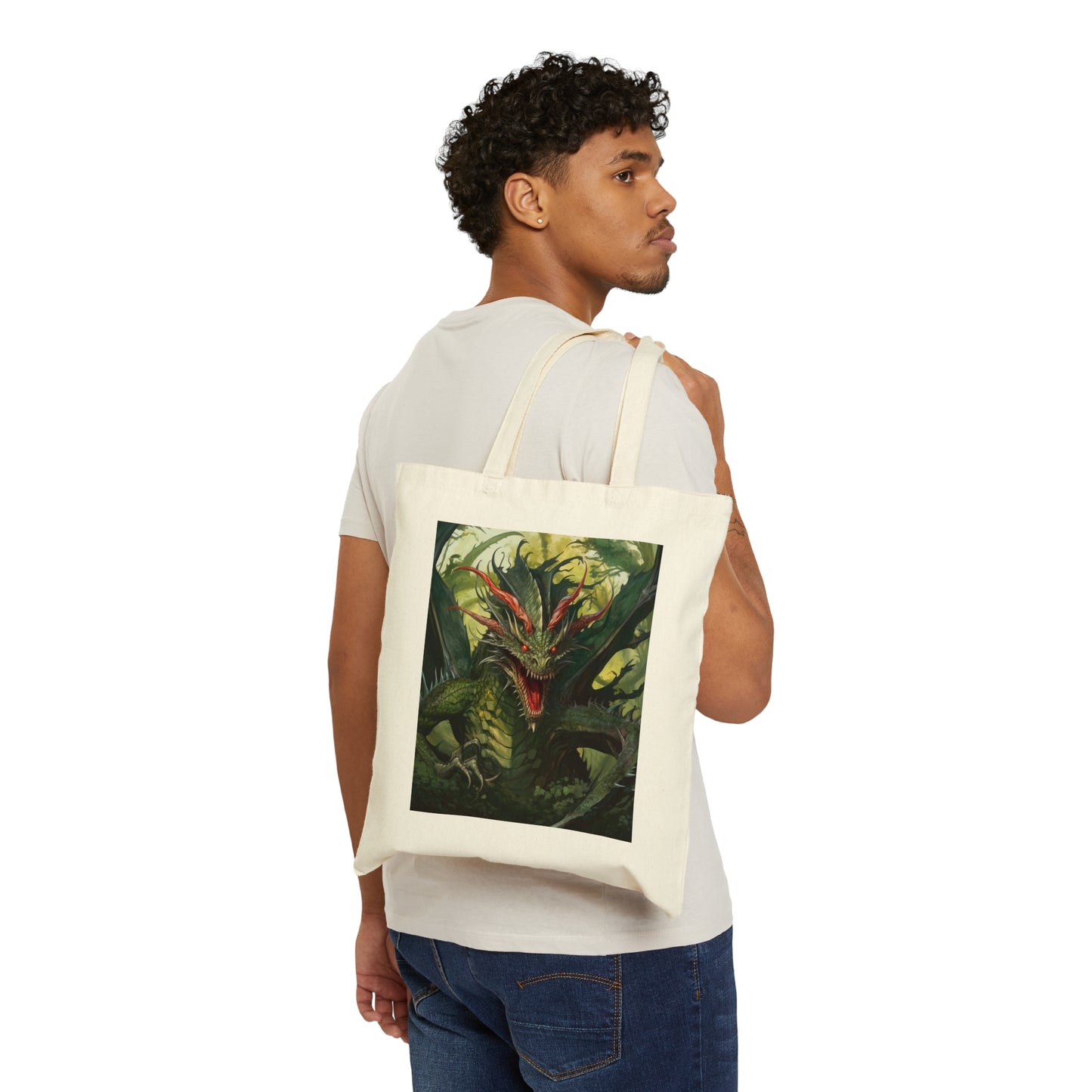 Cotton Canvas Tote Bag Jabberwocky Dragon (both sides)