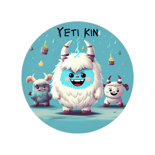 Transparent Outdoor Stickers, Round, 1pcs Yeti Kin Party 1