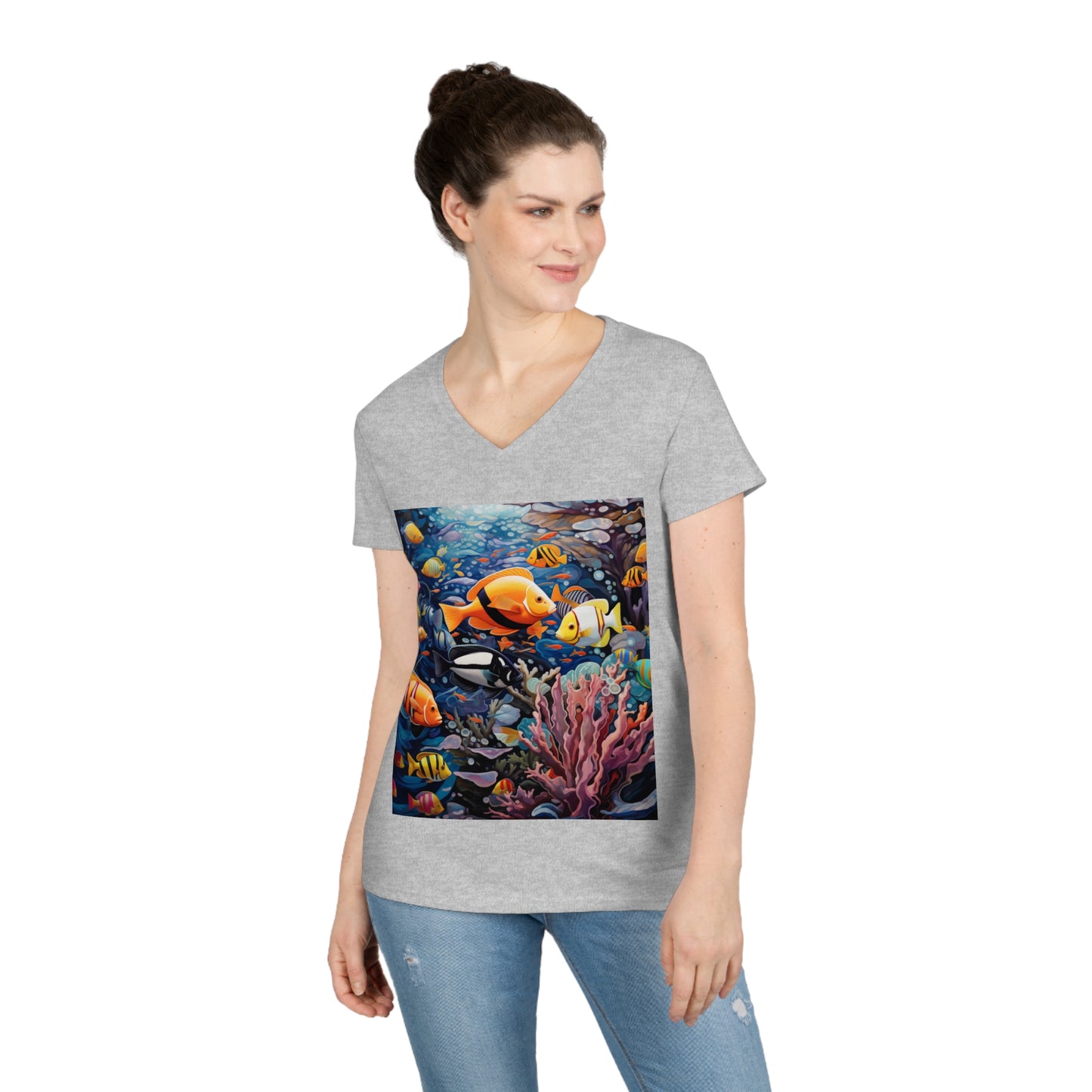 Ladies' V-Neck T-Shirt Coral Reefer