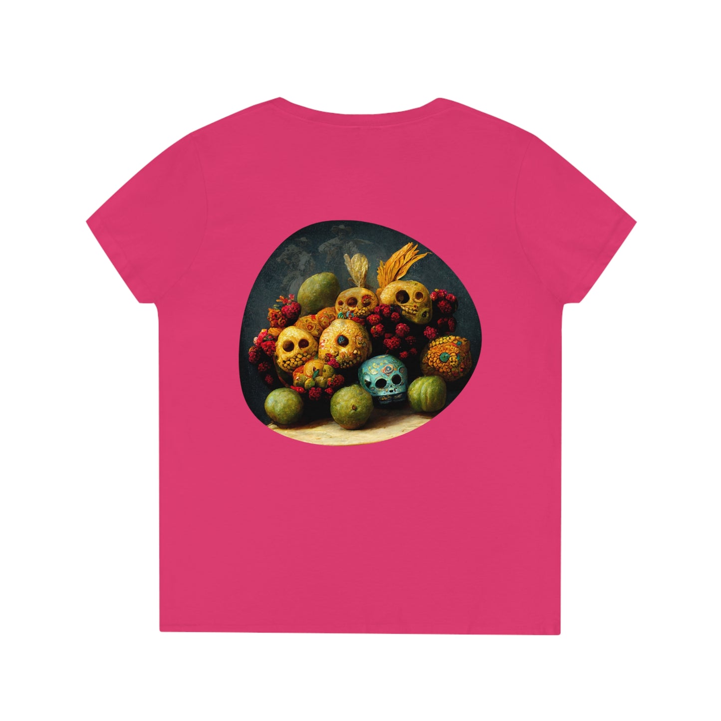 Camiseta Mujer Cuello Pico Día de Muertos