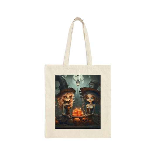 Witches Halloween Cotton Canvas Tote Bag