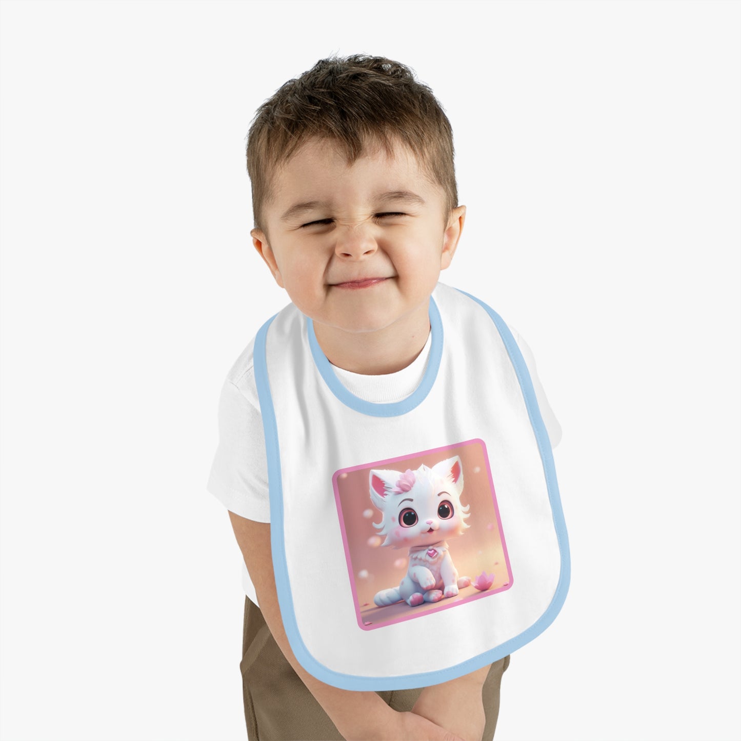 Baby Contrast Trim Jersey Bib Cat 2