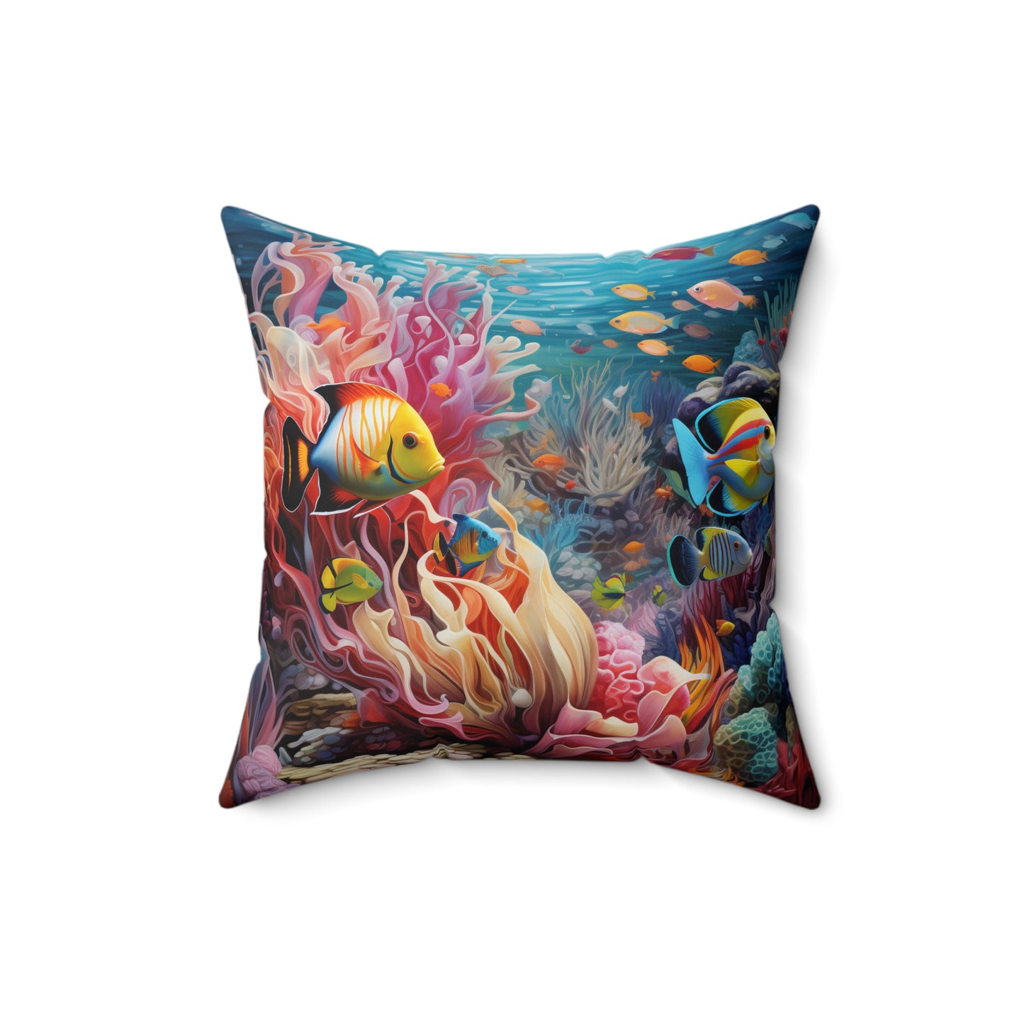 Spun Polyester Square Pillow Coral Reefer