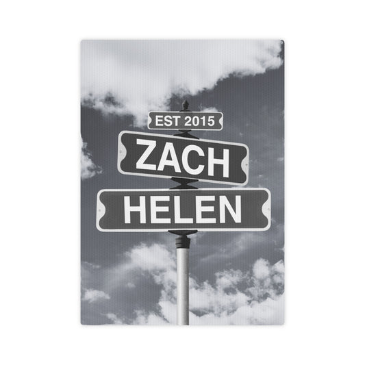 Vintage Street Sign Black & White Personalized Canvas Art