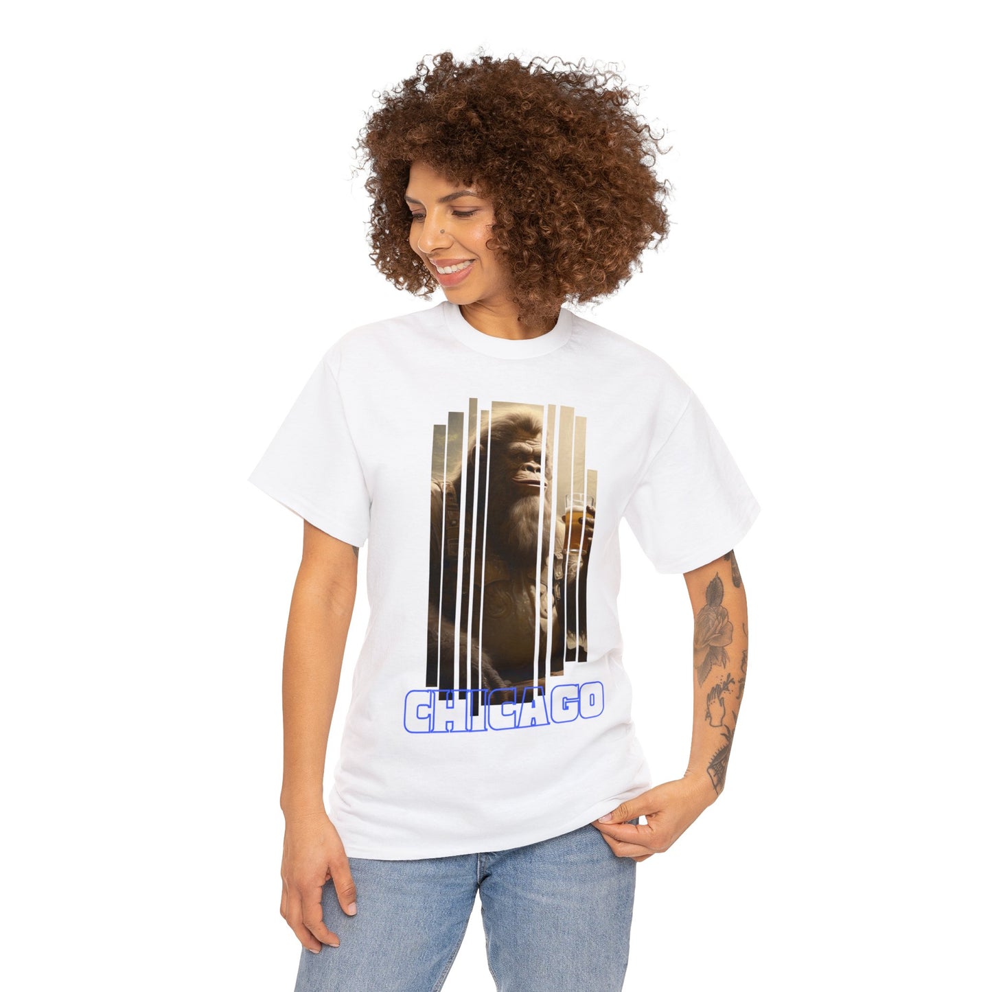 Unisex Heavy Cotton Tee Chicago Ape (two-sided)