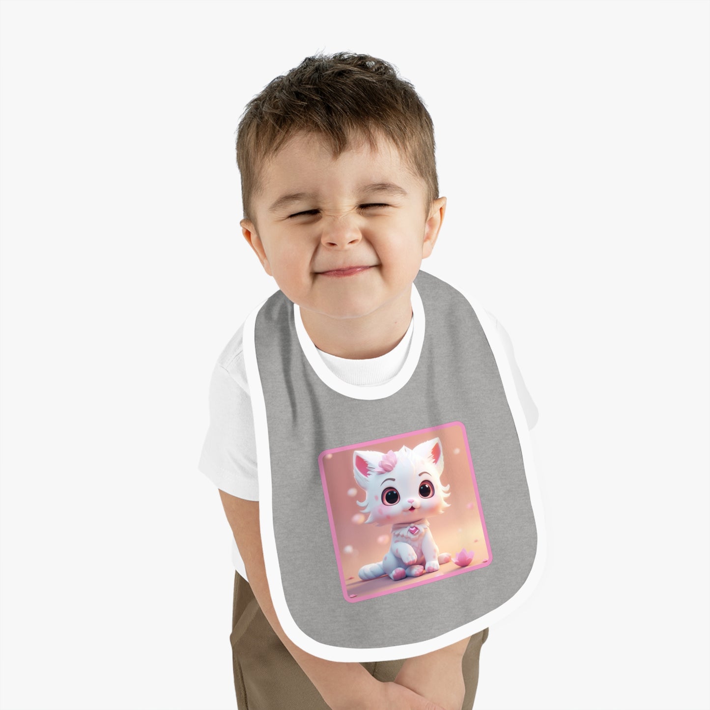 Baby Contrast Trim Jersey Bib Cat 2