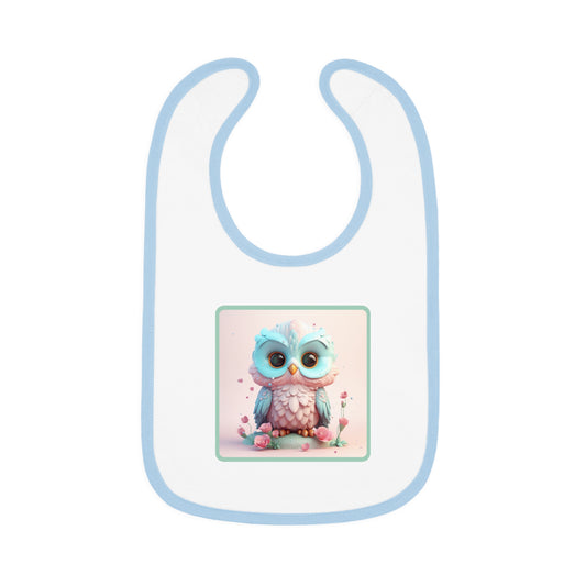 Baby Contrast Trim Jersey Bib Owl 4