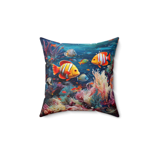 Spun Polyester Square Pillow Coral Reefer Too