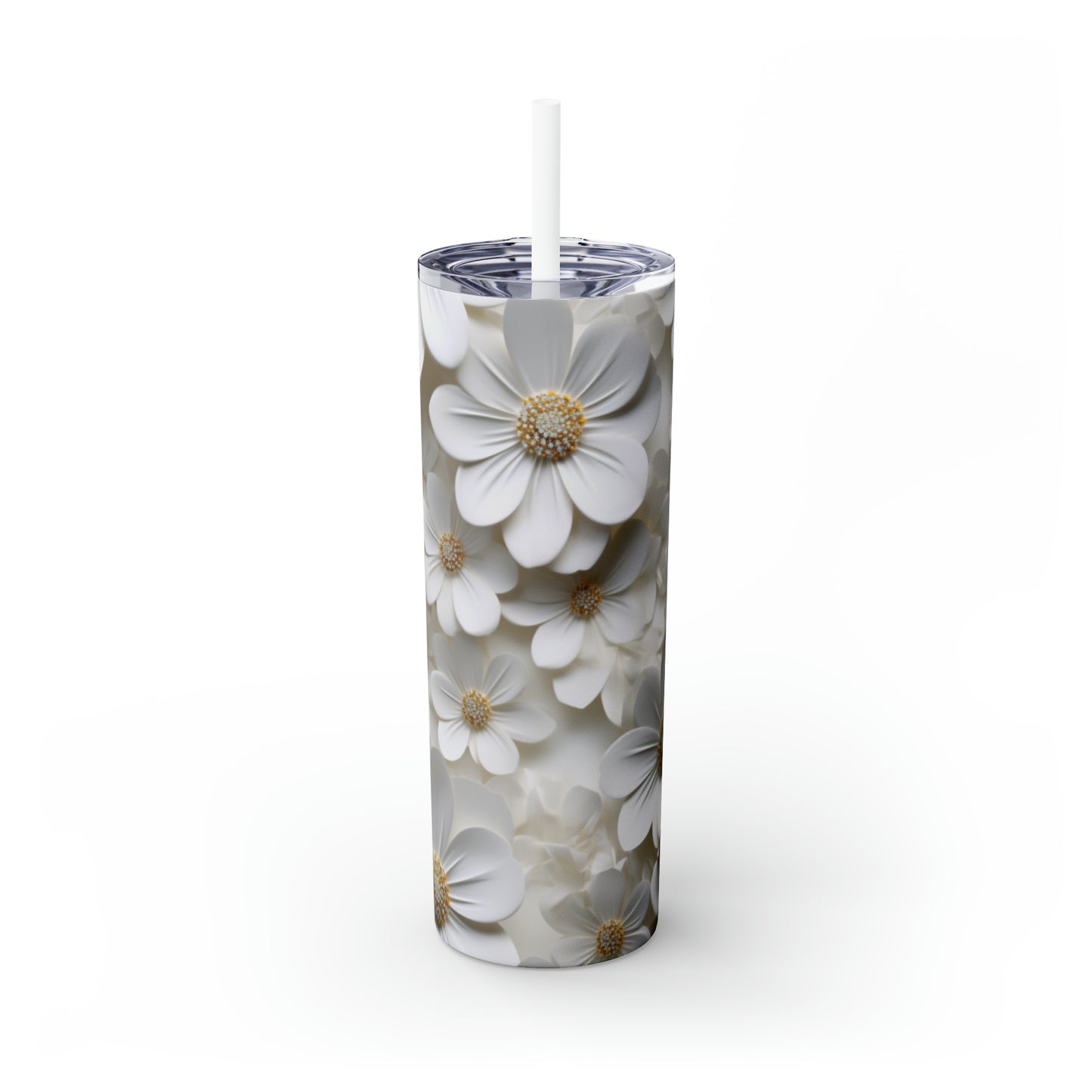 Skinny Tumbler with Straw, Daisy