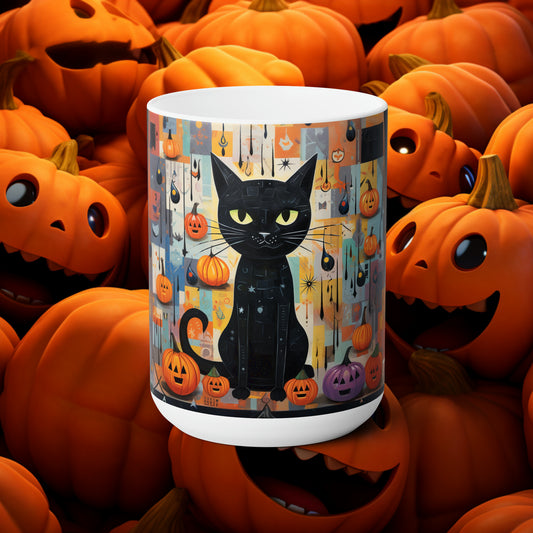 Ceramic Mug 15oz Halloween Cat 2