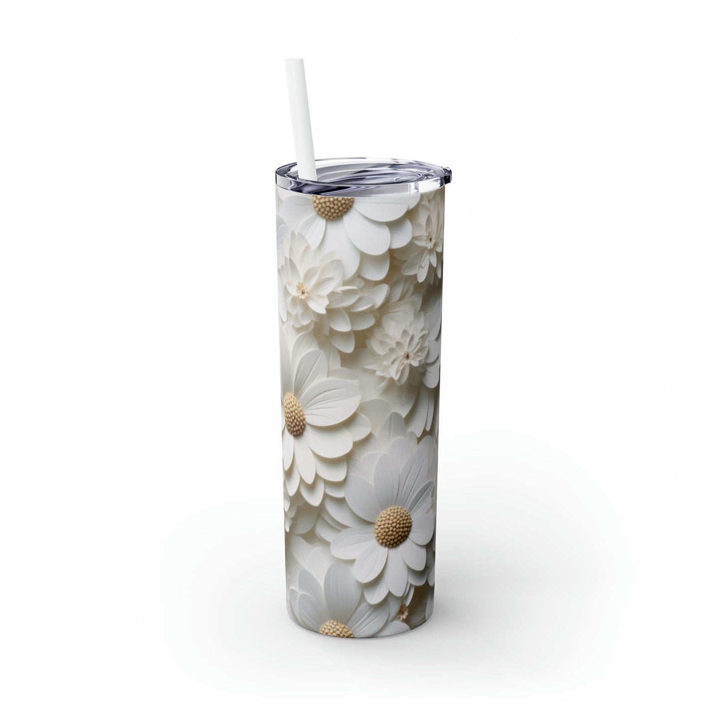 Skinny Tumbler with Straw, 20oz Daisy #2