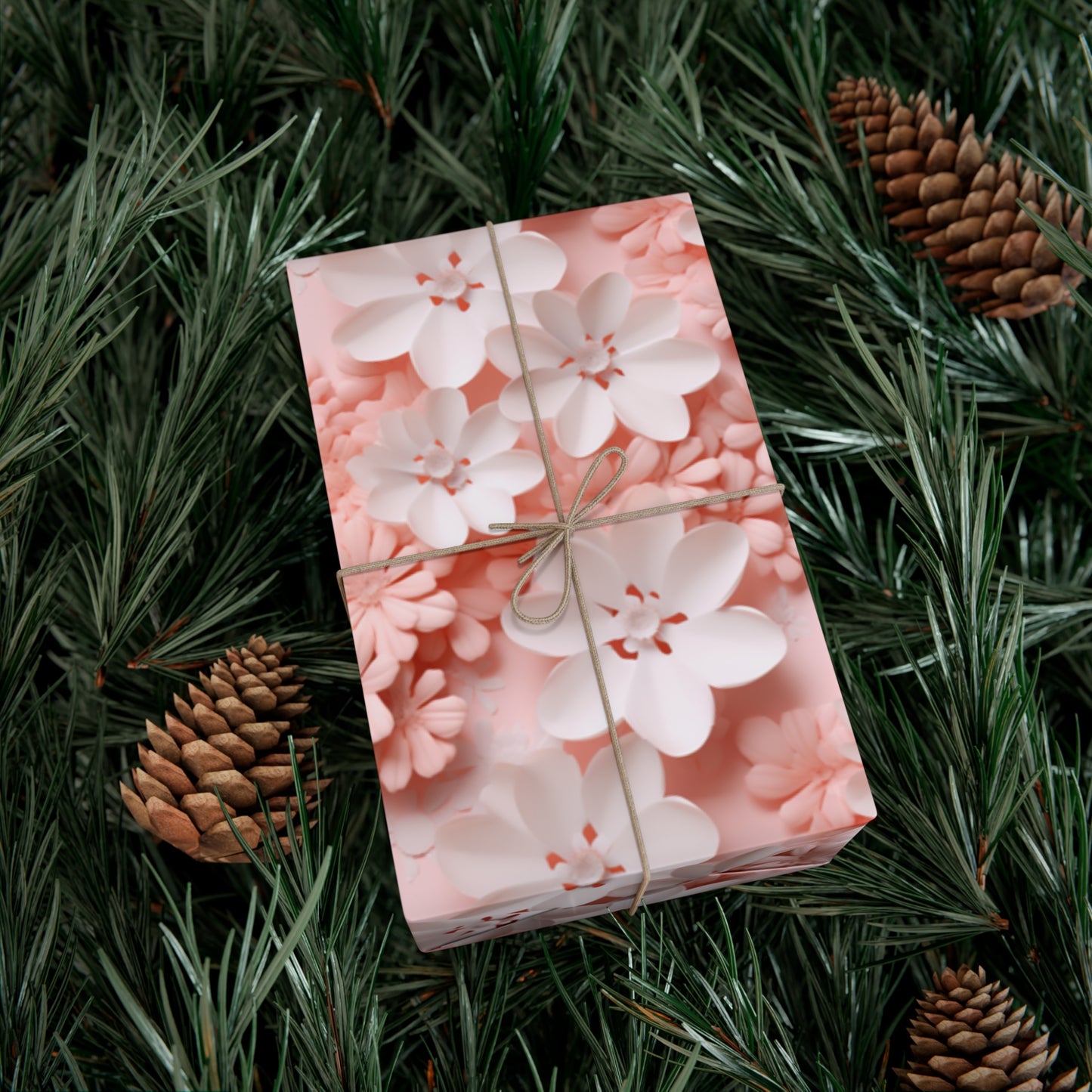 Gift Wrap Papers White and Pink Flowers