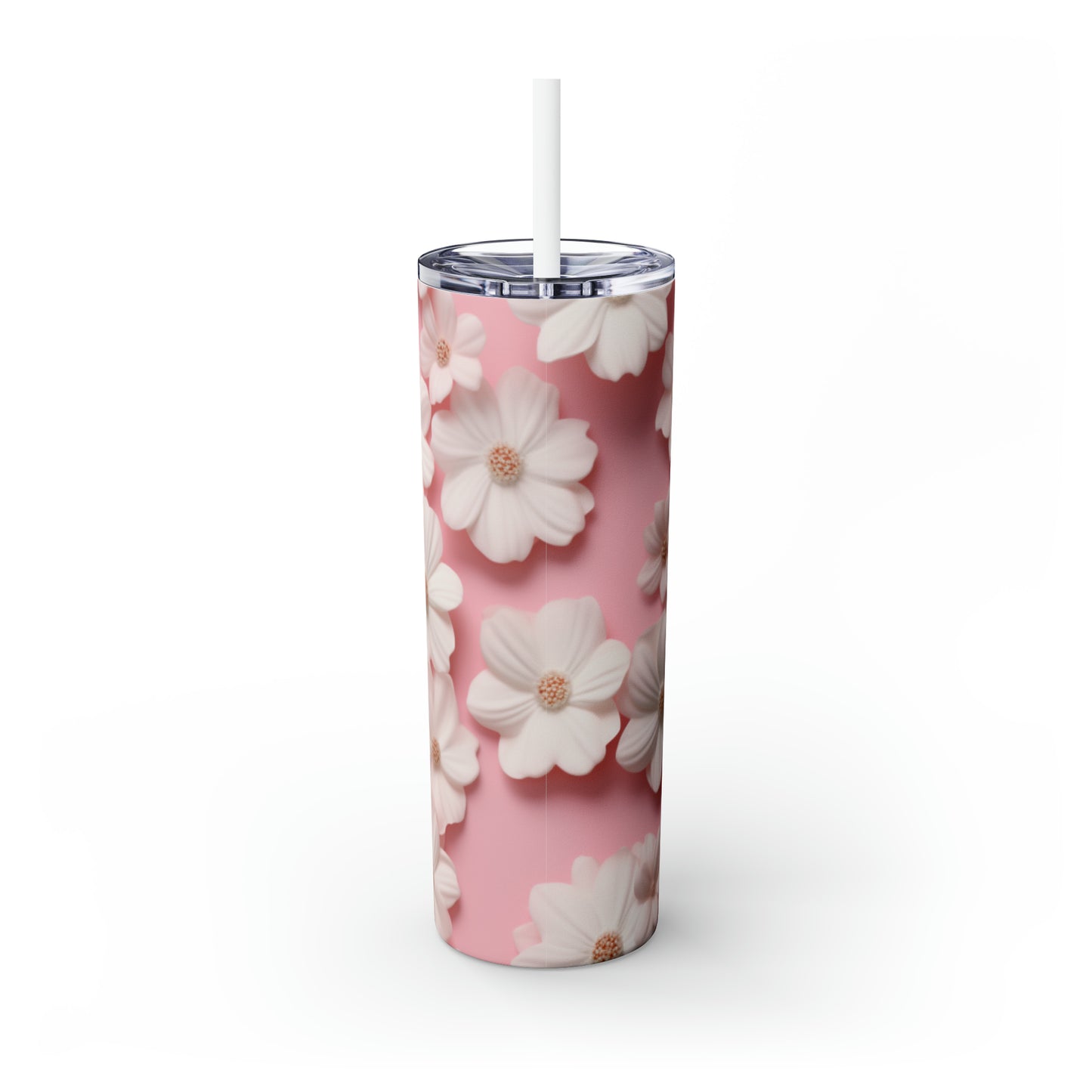 Skinny Tumbler with Straw, Spanish Needles Flower