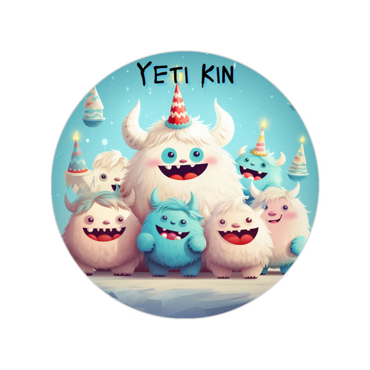 Transparent Outdoor Stickers, Round, 1pcs Yeti Kin Party 10