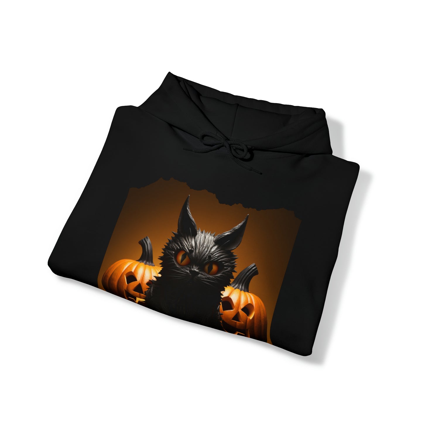 Mens and Womens Spooky Black Cat Pumpkin Halloween Hoodie Sweatshirt