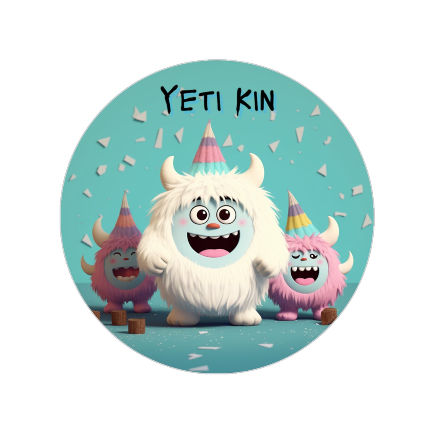 Transparent Outdoor Stickers, Round, 1pcs Yeti Kin Party 2