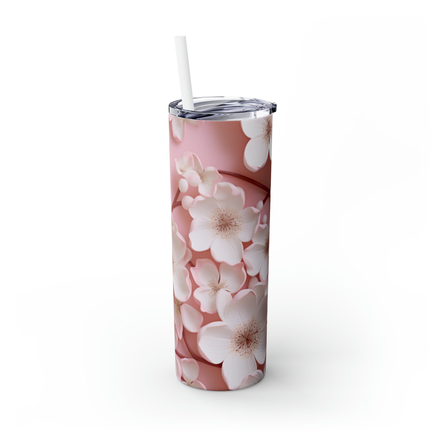 Skinny Tumbler with Straw, 20oz Almond Tree Blossoms