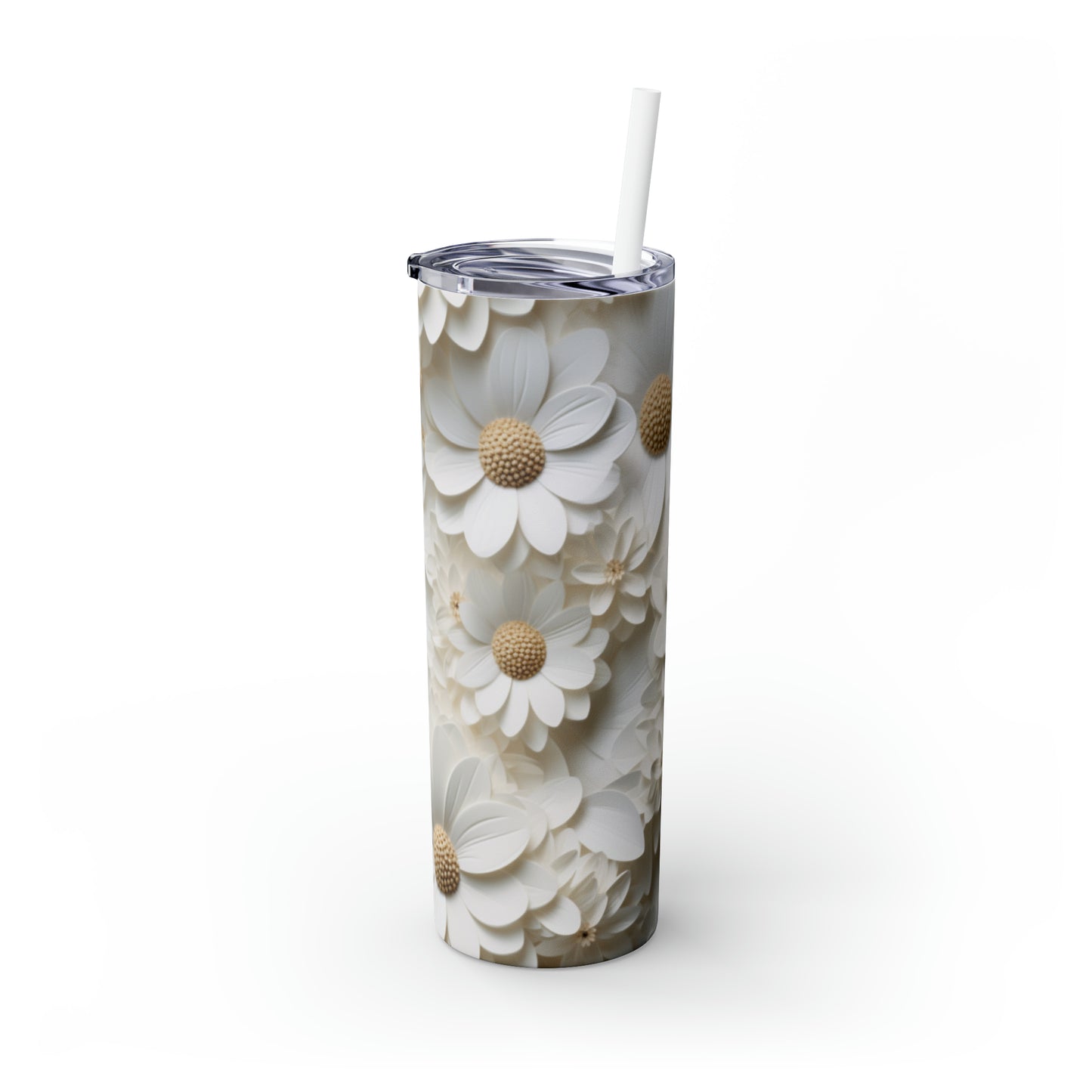 Skinny Tumbler with Straw, 20oz Daisy #2