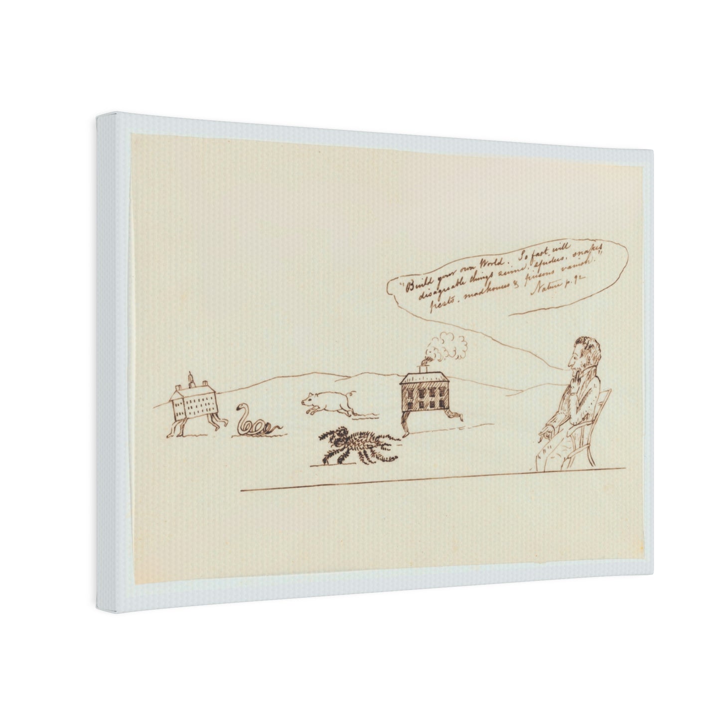 Ralph Waldo Emerson's "Nature" Vintage Sketch Canvas Art