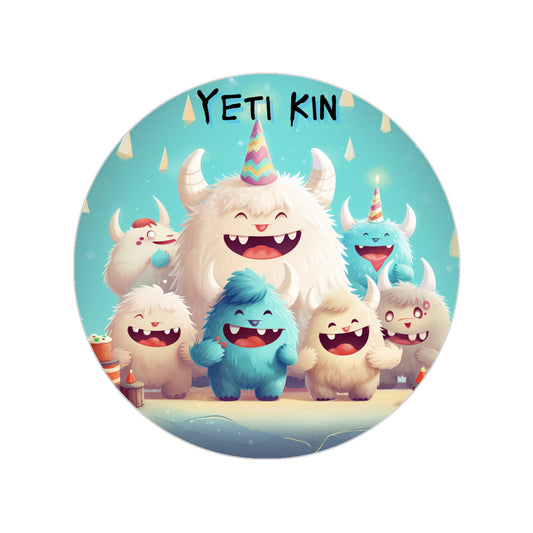 Transparent Outdoor Stickers, Round, 1pcs Yeti Kin Party 9