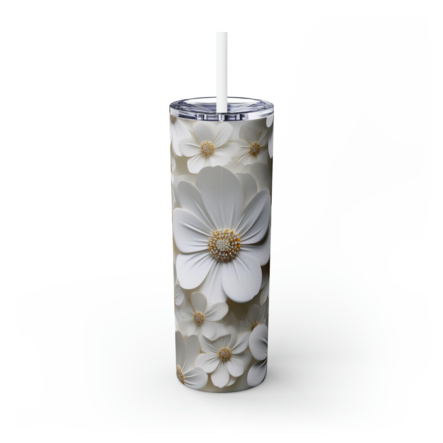 Skinny Tumbler with Straw, Daisy