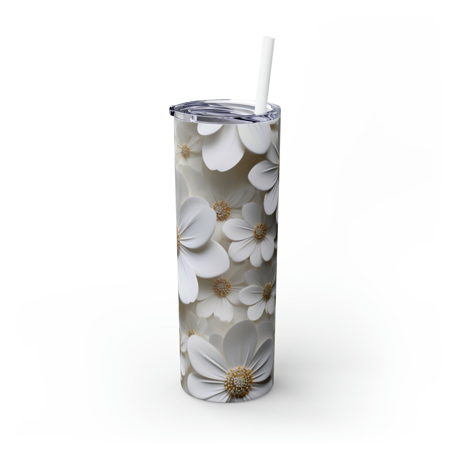 Skinny Tumbler with Straw, Daisy