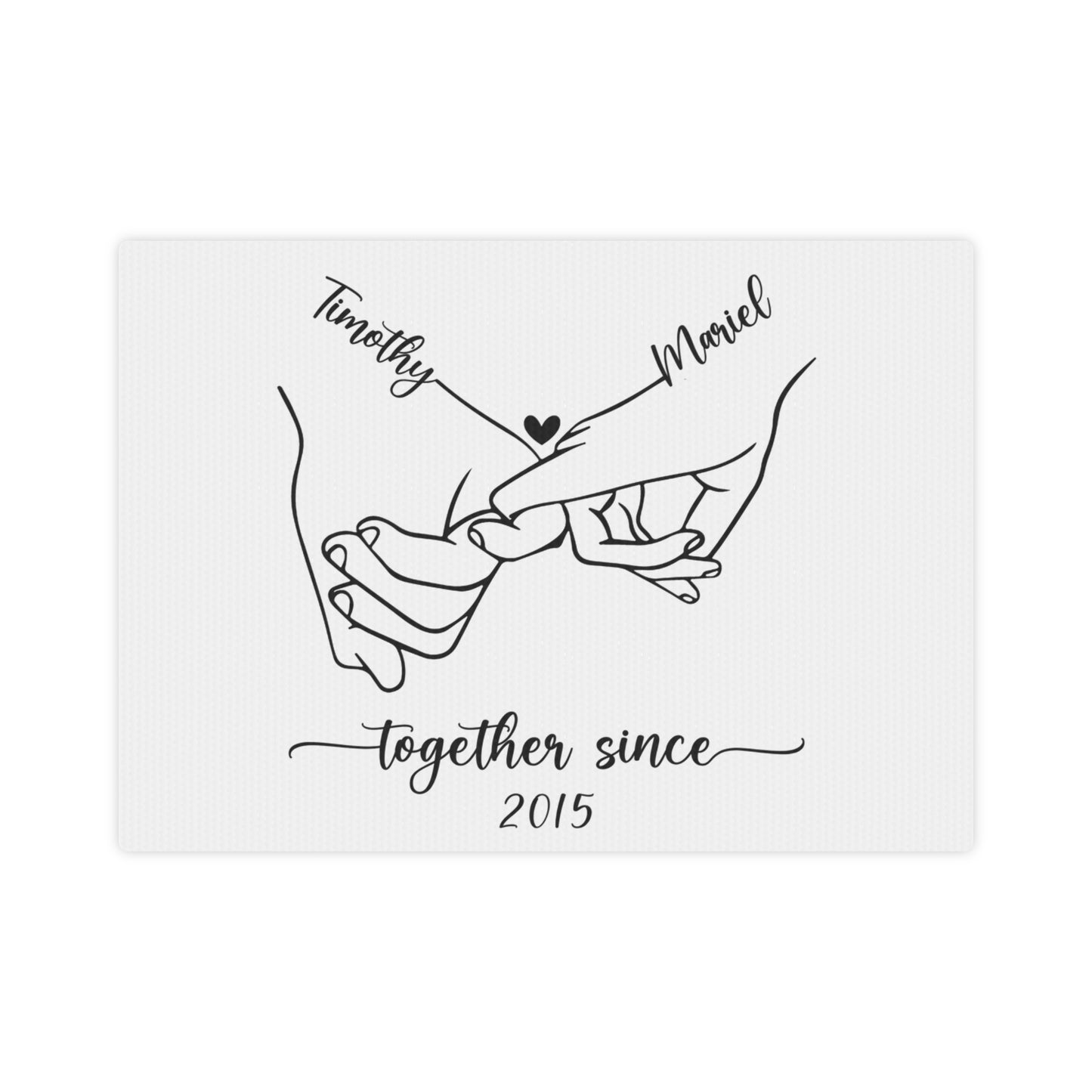 Black & White Couple Holding Hands Line Drawing Personalized Canvas Art