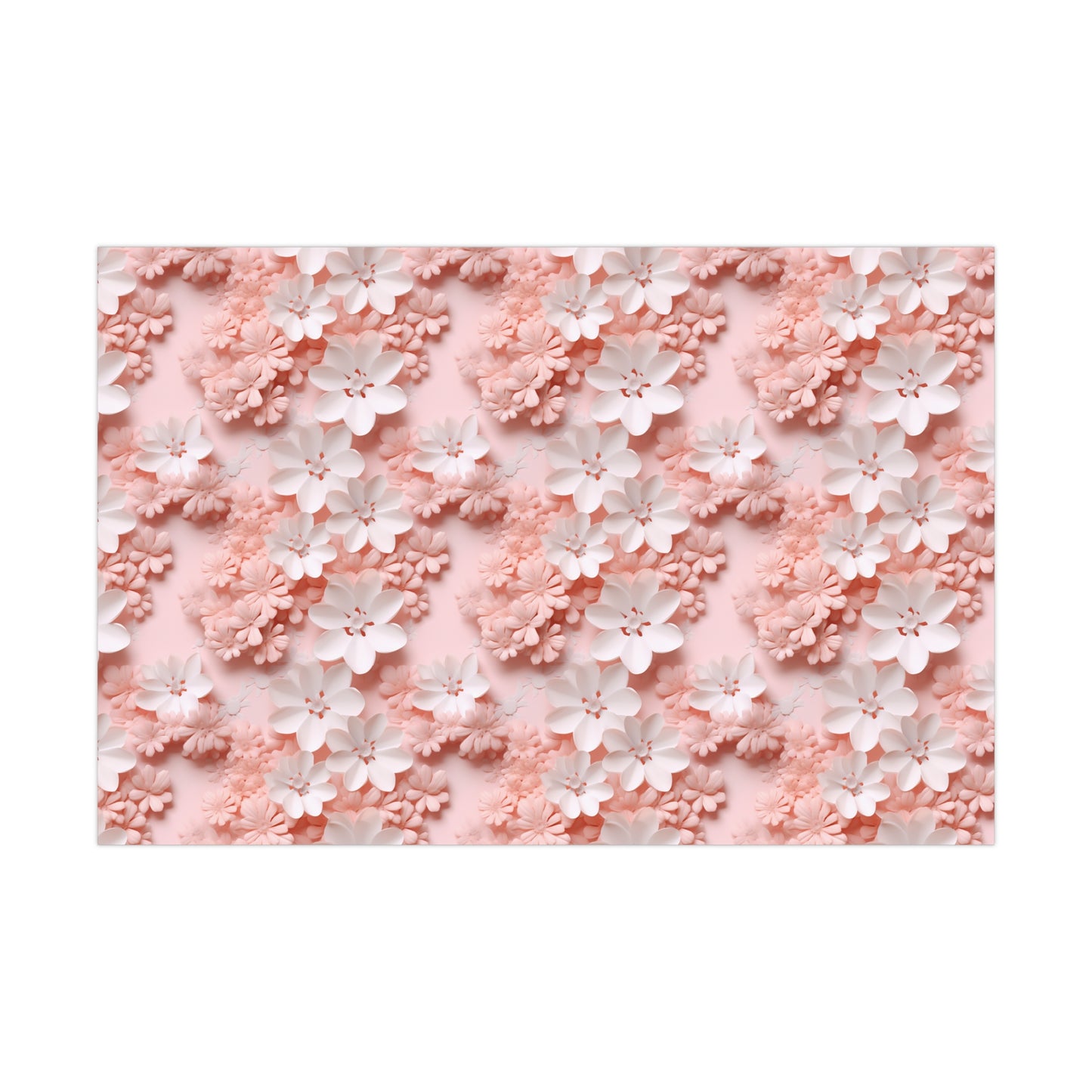 Gift Wrap Papers White and Pink Flowers