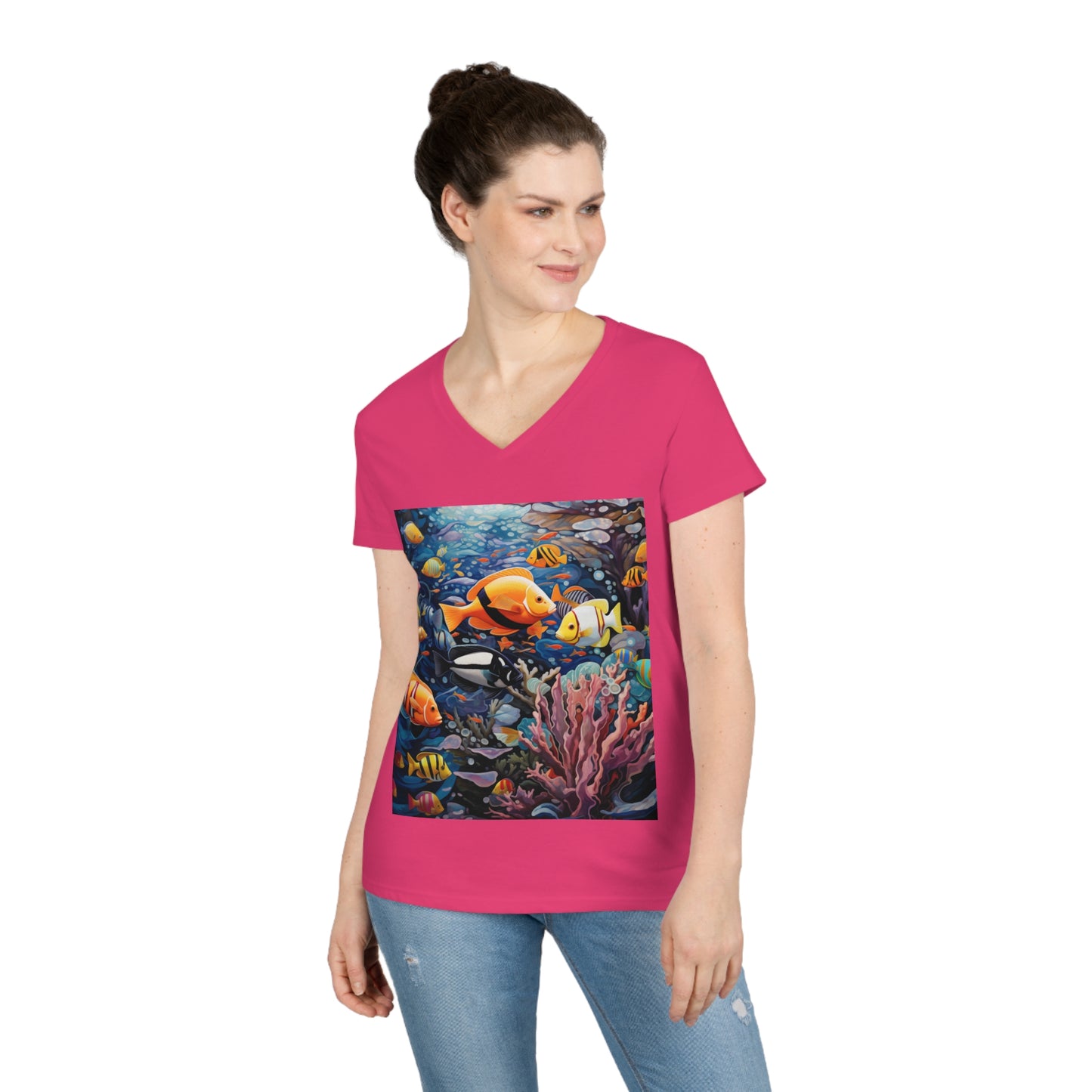 Ladies' V-Neck T-Shirt Coral Reefer