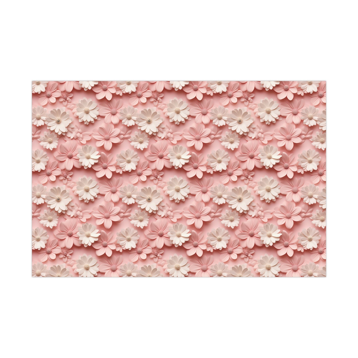 Gift Wrap Papers White and Pink Flowers #2