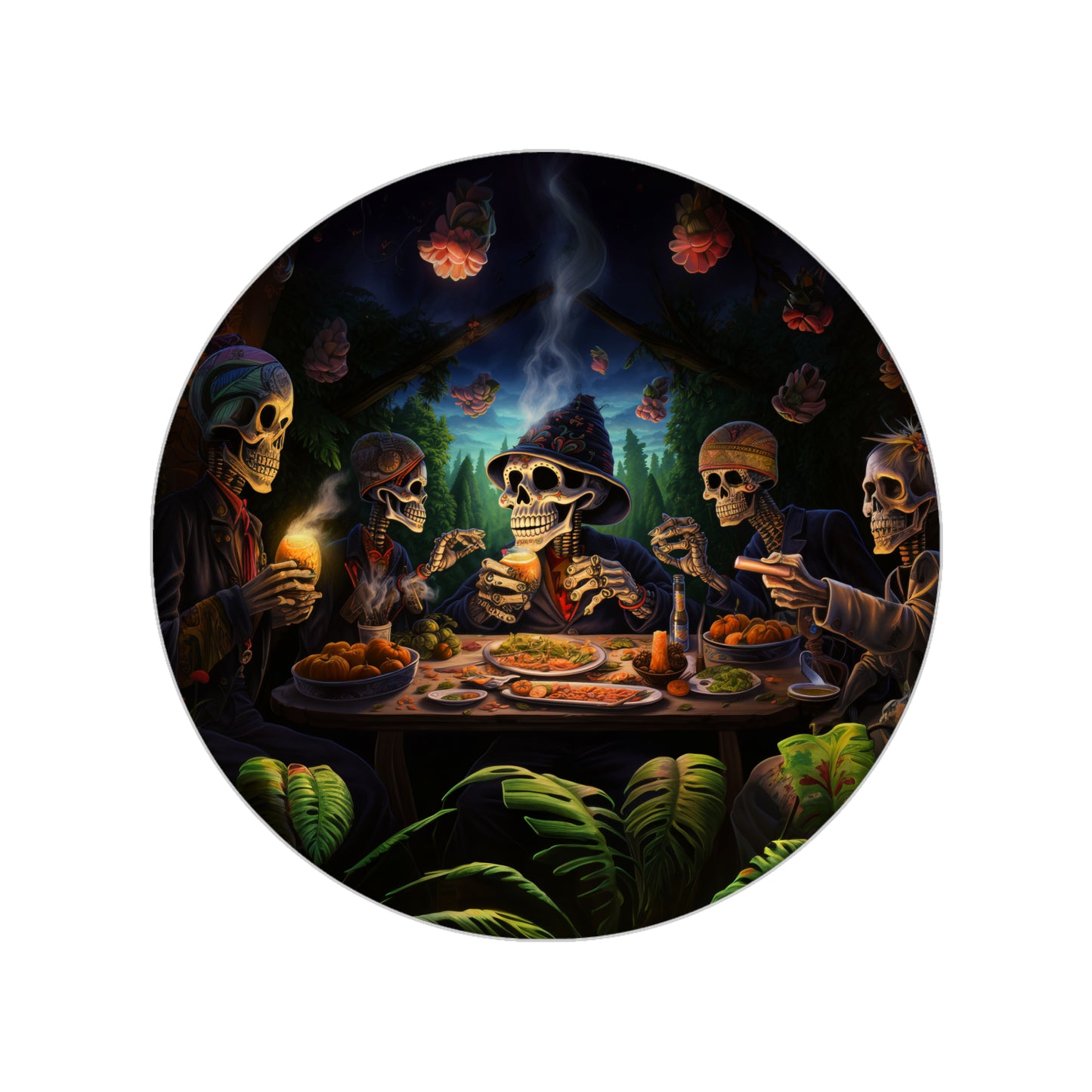 Transparent Outdoor Stickers, Round, 1pcs Day of the Dead Party