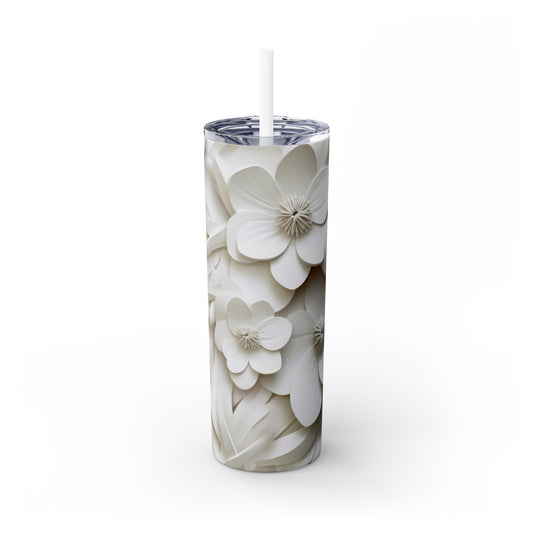 Skinny Tumbler with Straw, 20oz Magnolia