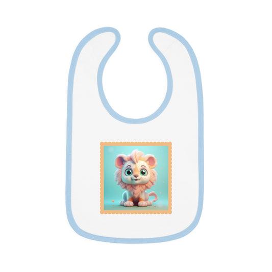 Baby Contrast Trim Jersey Bib Lion 2