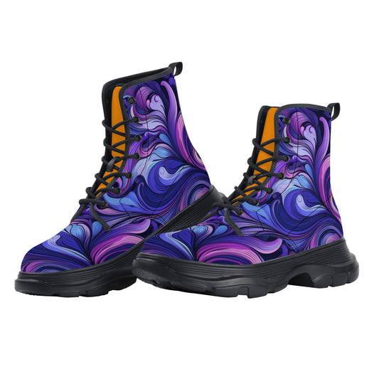 His Purple Majesty Men's Leather Chunky Boots