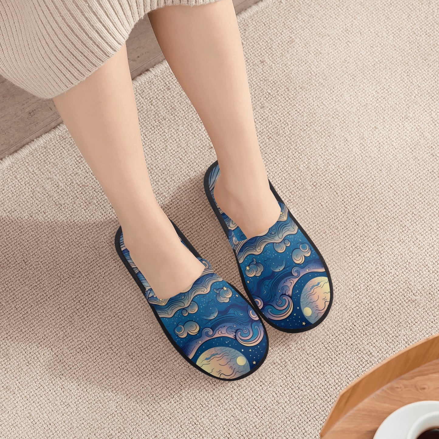 Starry Night Unisex Hotel Plush Slippers